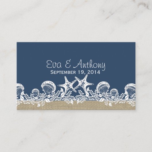 Blue Seashell Beach Hochzeiten Platzkarten (Vorderseite)