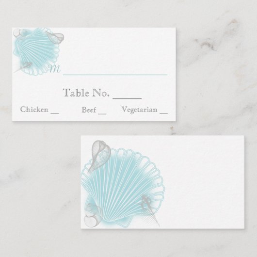 Blue Seashell Beach Hochzeiten Platzkarten (Vorne/Hinten)