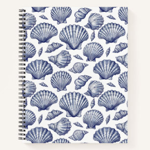 Blue Seashell Beach Themed Spiral Notebook Notizblock