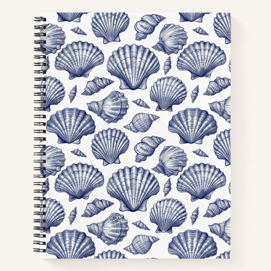 Blue Seashell Beach Themed Spiral Notebook Notizblock (Vorderseite)