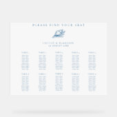 Blue Seashell Beach Wedding 10 Tables Sitzplan Acrylschild (Vorderseite)