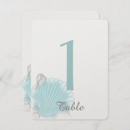 Blue Seashell Beach Wedding Tischnummer