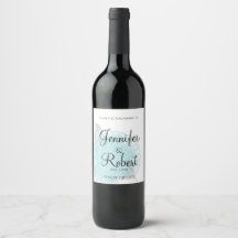 Blue Seashell Beach Wedding Wine Label