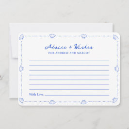 Blue Seashell Coastal Wedding Advice und Wünsche Mitteilungskarte