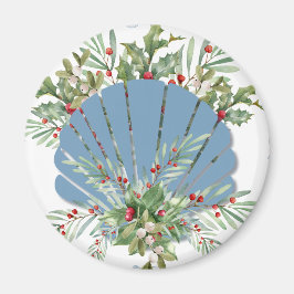 Blue Seashell Coastal Weihnachten Magnet