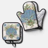 Blue Seashell Coastal Weihnachten Ofenhandschuh & Topflappen-Set (Vorderseite/Rückseite)