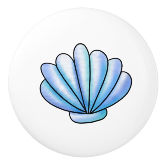 Blue Seashell Coastell Beach House Keramikknauf (Vorderseite)