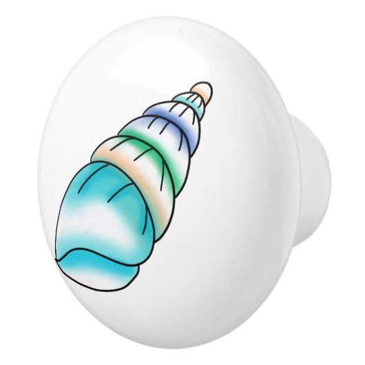 Blue Seashell Coastell Beach House Keramikknauf (Rechts)