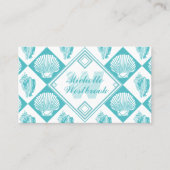 Blue Seashell Diamond Nautical Beach Monogram Visitenkarte (Vorderseite)