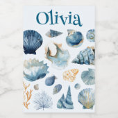 Blue Seashell Food Container Label | Custom Name Lebensmitteletikett (Einzelnes Label)