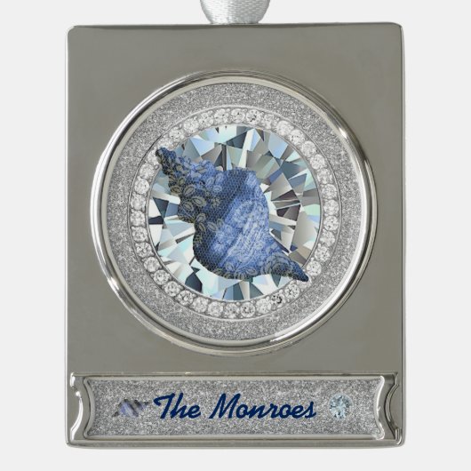 Blue Seashell Jewel Banner-Ornament Silber (Vorderseite)