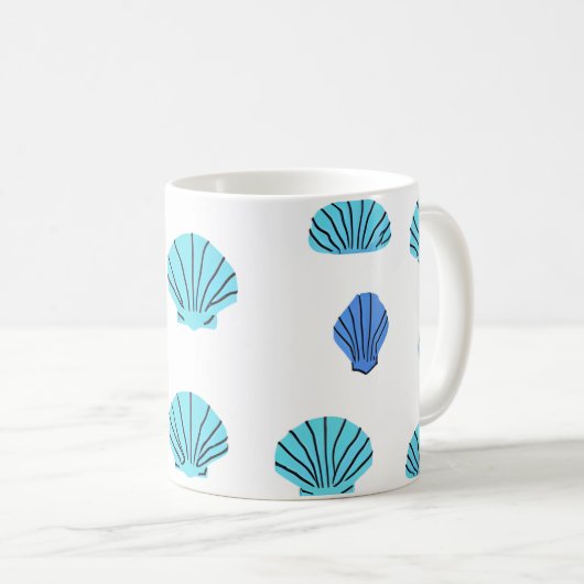 Blue Seashell Kaffeetasse (VorderseiteRechts)