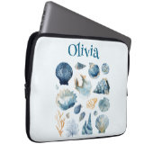 Blue Seashell Laptop Sleeve | Custom Name (Vorne Rechts)