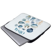 Blue Seashell Laptop Sleeve | Custom Name (Vorne Knopf)