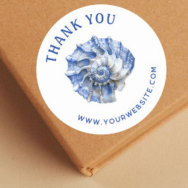 Blue Seashell Logo Business Vielen Dank Runder Aufkleber