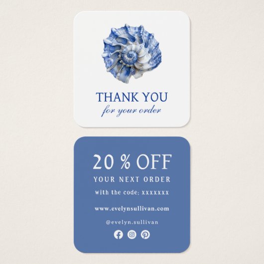 Blue Seashell Logo Discount Card (Vorne & Hinten)