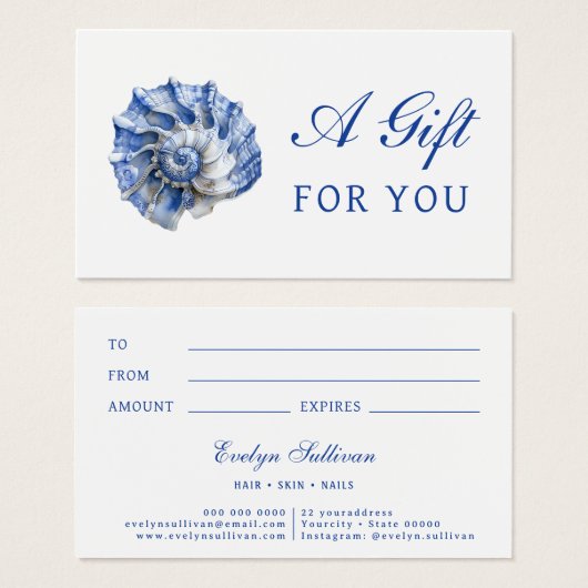 Blue-Seashell-Logo-Geschenkkarte (Vorne & Hinten)