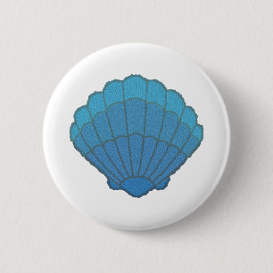 Blue Seashell Mosaic Button