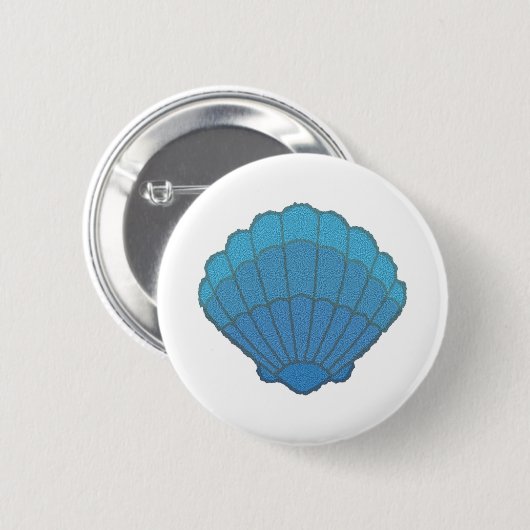Blue Seashell Mosaic Button (Vorne & Hinten)