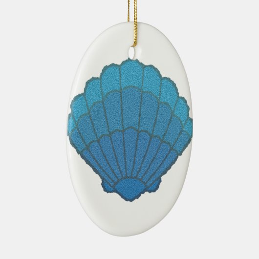 Blue Seashell Mosaic Keramik Ornament (Rechts)
