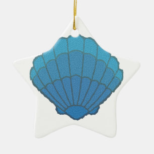 Blue Seashell Mosaic Keramikornament
