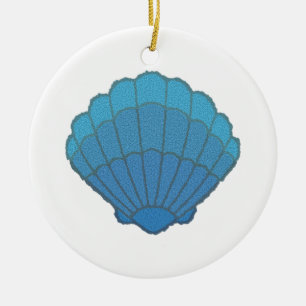 Blue Seashell Mosaic Keramikornament