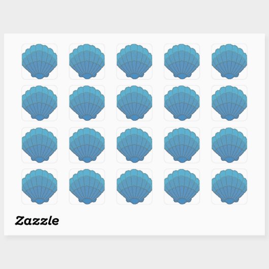 Blue Seashell Mosaic Quadratischer Aufkleber (Blatt)