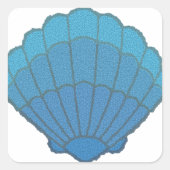 Blue Seashell Mosaic Quadratischer Aufkleber (Vorderseite)