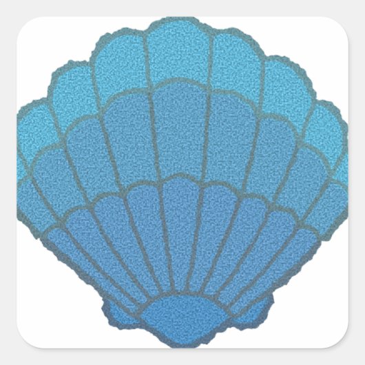 Blue Seashell Mosaic Quadratischer Aufkleber (Vorderseite)