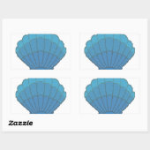 Blue Seashell Mosaic Rechteckiger Aufkleber (Blatt)