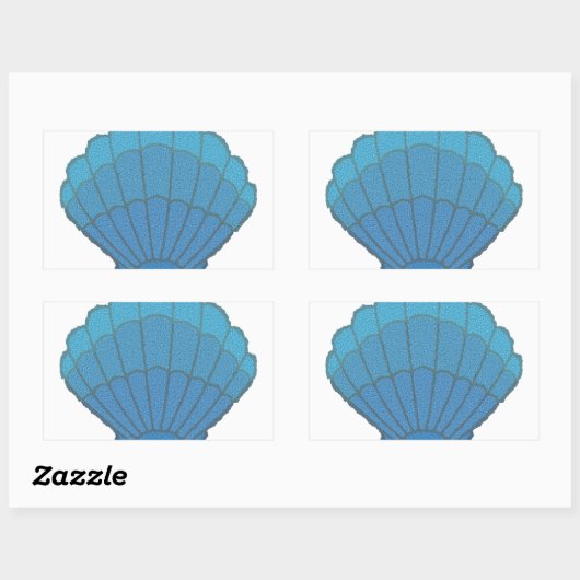 Blue Seashell Mosaic Rechteckiger Aufkleber (Blatt)