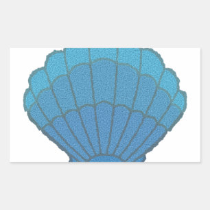 Blue Seashell Mosaic Rechteckiger Aufkleber