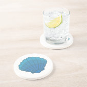 Blue Seashell Mosaic Sandstein Untersetzer (Seite)