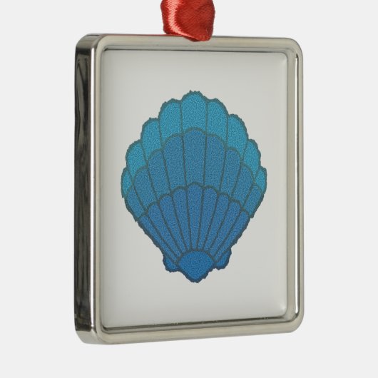 Blue Seashell Mosaic Silbernes Ornament (Rechts)