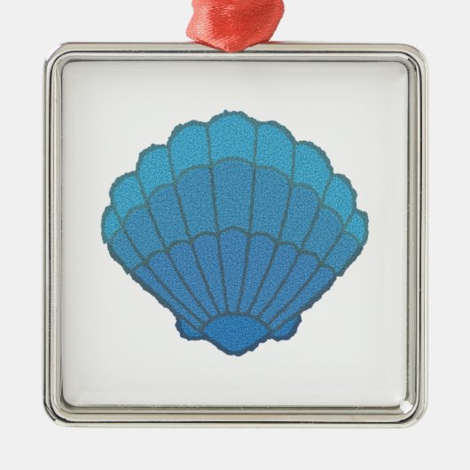 Blue Seashell Mosaic Silbernes Ornament (Vorne)