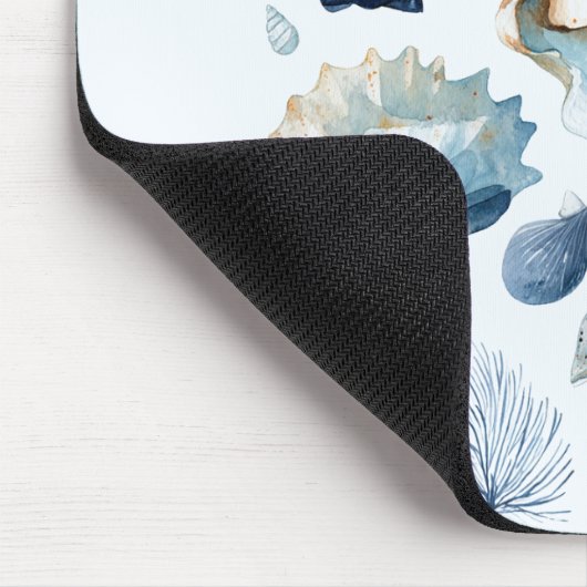 Blue Seashell Mouse Pad | Custom Name Mousepad (Ecke)