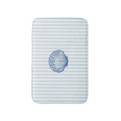 Blue Seashell Painting Nautical Blue Strip Badematte (Vorderseite Vertikal)
