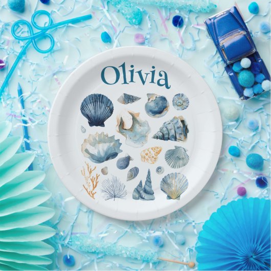 Blue Seashell Paper Teller | Individuelle Name (Party)