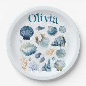 Blue Seashell Paper Teller | Individuelle Name (Vorderseite)
