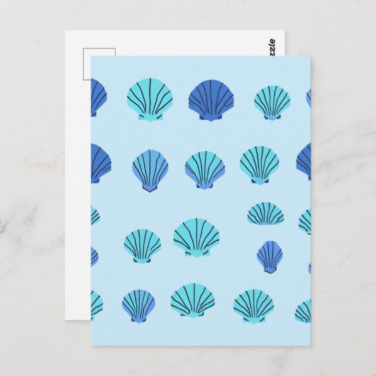Blue Seashell Postkarte (Vorne/Hinten)