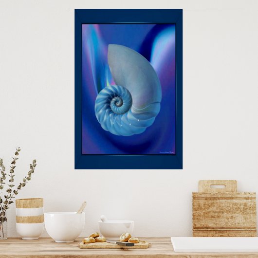 Blue Seashell Print Poster (Küche)