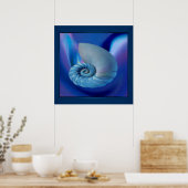 Blue Seashell Print Poster (Küche)