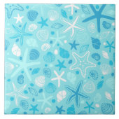 Blue Seashell & Star Bathroom Art Fliese (Vorderseite)