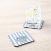 Blue Seashell & Stripes Getränkeuntersetzer (Rechte Seite)