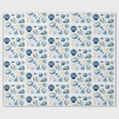 Blue Seashell Summer Wrapping Paper Geschenkpapier (Flach)