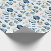 Blue Seashell Summer Wrapping Paper  Geschenkpapier (Ecke)