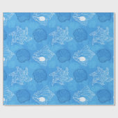 Blue Seashell Underwater Geschenkpapier (Flach)