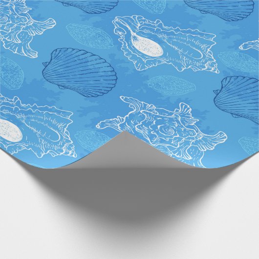Blue Seashell Underwater Geschenkpapier (Ecke)