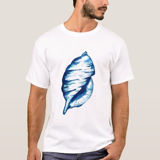 Blue Seashell Watercolor T-Shirt (Vorderseite)