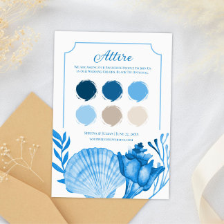 Blue Seashell Wedding Color Palette Card | Coastal Begleitkarte